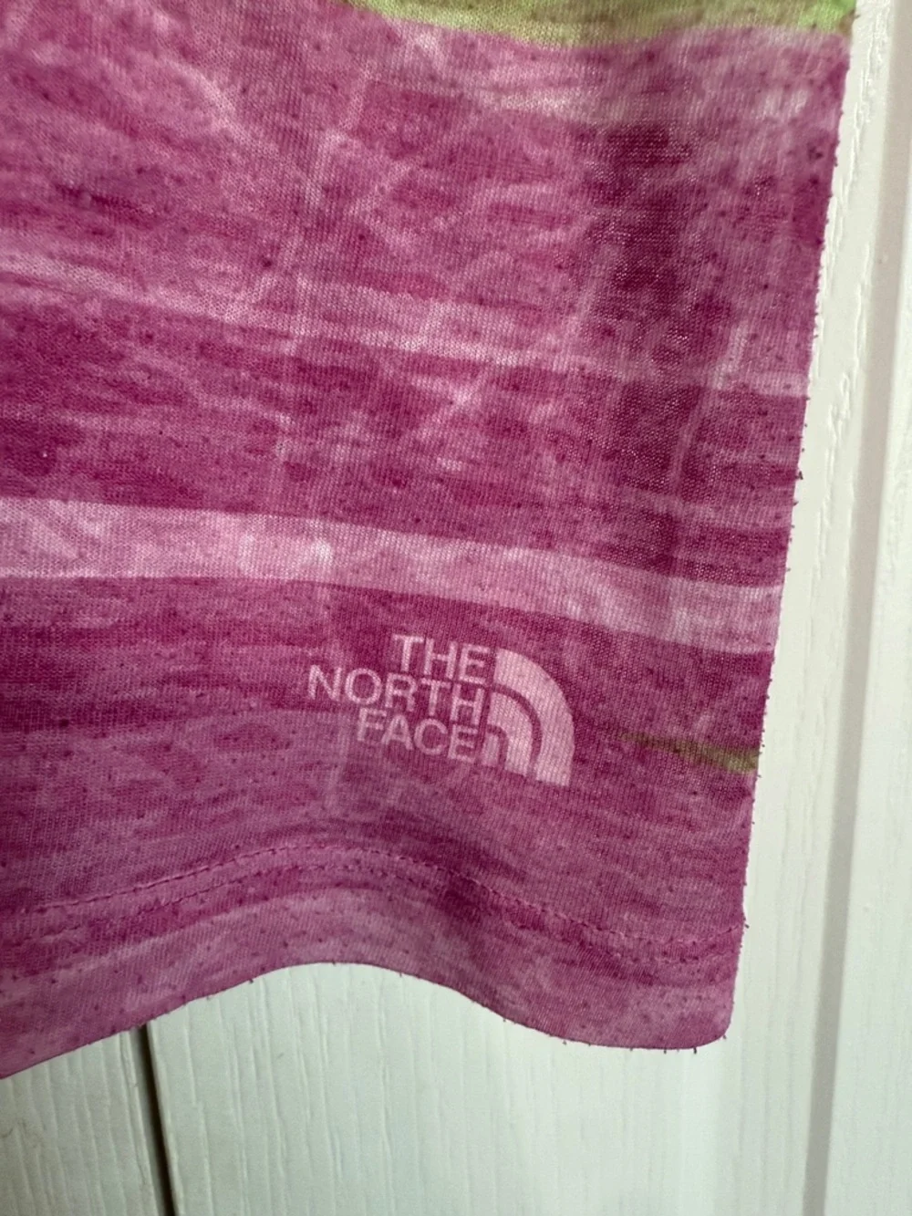 The North Face Pink & Green Stripe V-Neck Tee - Picture 3 of 5